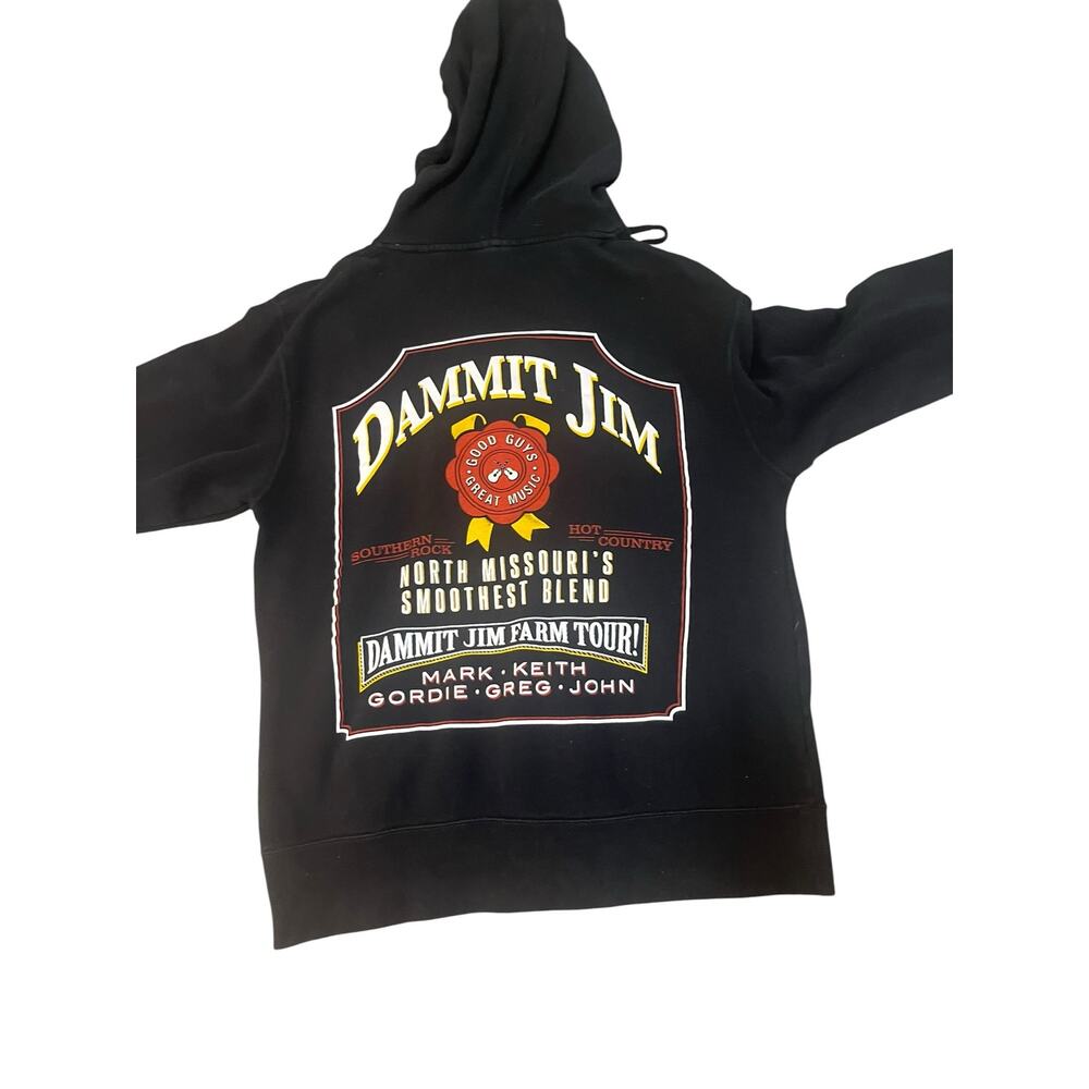 🎸 Dammit Jim Band Hoodie Small Black Zip Up Farm Tour Southern Rock 🤘